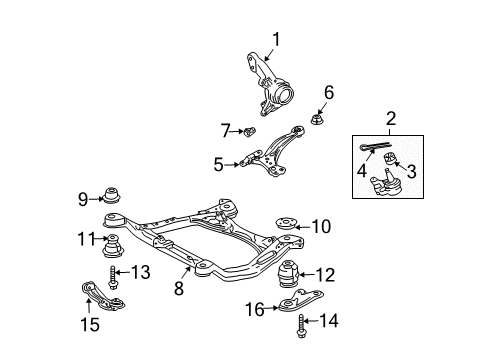 2007 Toyota Highlander Front Suspension, Control Arm, Stabilizer Bar Diagram 2 - Thumbnail