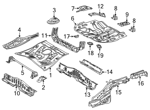 2018 Toyota C-HR Rear Body - Floor & Rails Diagram