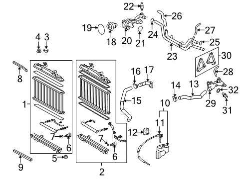 Support, Radiator, Lower Diagram for 16535-0A020