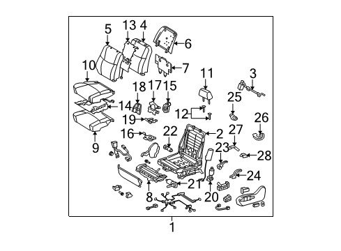 2005 Toyota Avalon Front Seat Components Diagram 1 - Thumbnail