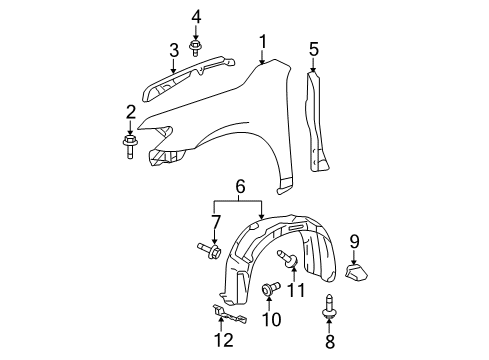 2010 Toyota Camry Fender & Components, Exterior Trim, Body Diagram 1 - Thumbnail