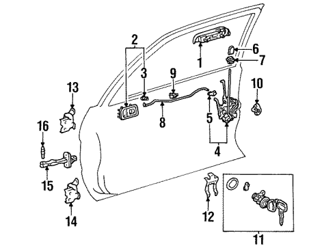 1996 Toyota Paseo Lock & Hardware Diagram