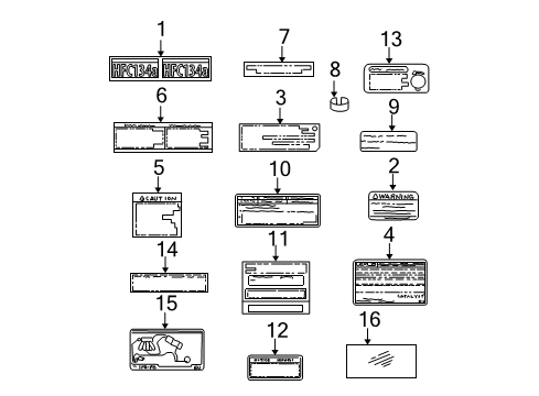 Label, Passenger Air Bag Caution, Passenger Side Diagram for 74598-30040