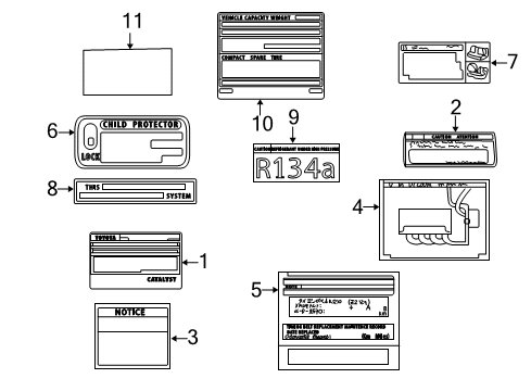 2004 Toyota Echo Information Labels Diagram