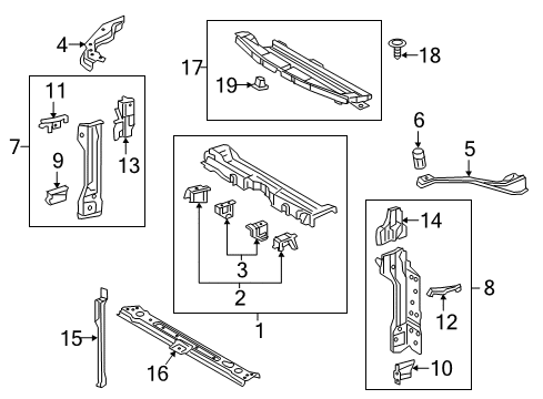 2021 Toyota Prius AWD-e Radiator Support Diagram
