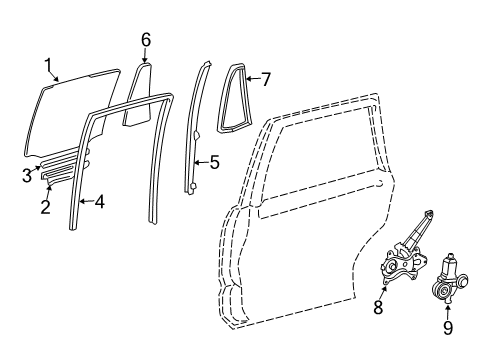2017 Toyota Land Cruiser Rear Door - Glass & Hardware Diagram