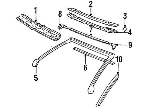 1998 Toyota Celica Windshield Header & Components Diagram