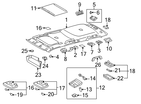 2017 Toyota Sequoia Interior Trim - Roof Diagram