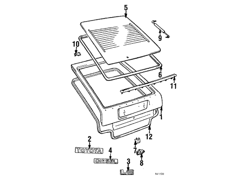1985 Toyota Corolla Hinge Diagram for 68801-20021