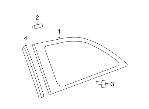 2009 Toyota Yaris Quarter Panel - Glass & Hardware Diagram