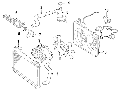 2009 Toyota Sienna Cooling System, Radiator, Water Pump, Cooling Fan Diagram