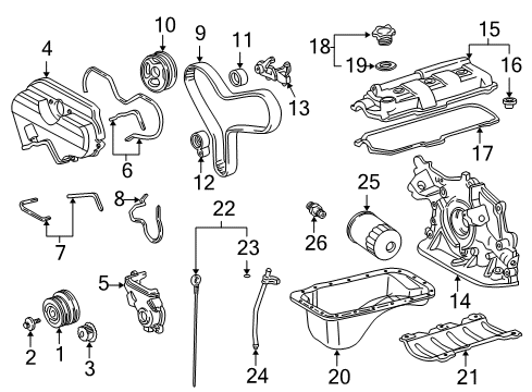 2002 Toyota Tundra Engine Parts & Mounts, Timing, Lubrication System Diagram 3 - Thumbnail