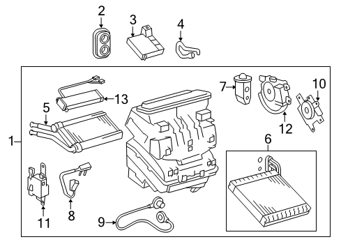2010 Toyota RAV4 A/C Evaporator & Heater Components Diagram