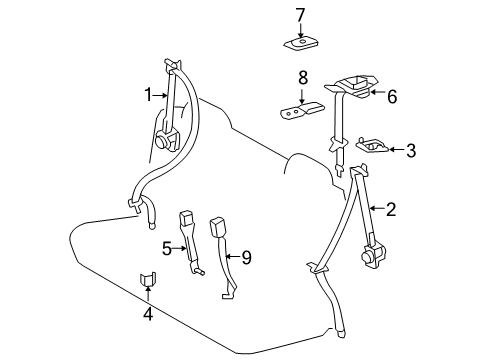2010 Toyota RAV4 Second Row Seat Belts Diagram