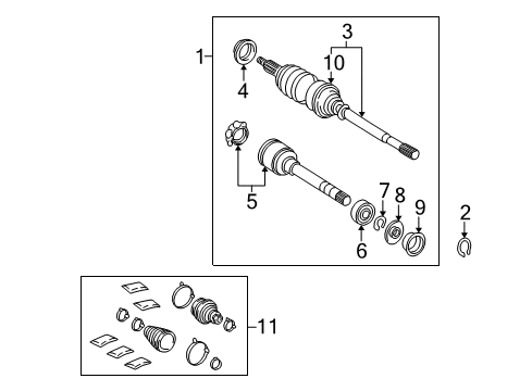 2002 Toyota Solara Boot Kit, Passenger Side Diagram for 04438-06170
