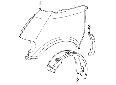 1991 Toyota Previa Fender & Components, Exterior Trim Diagram