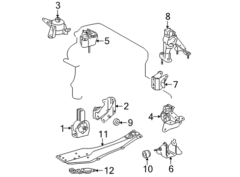 2009 Scion tC Engine & Trans Mounting Diagram