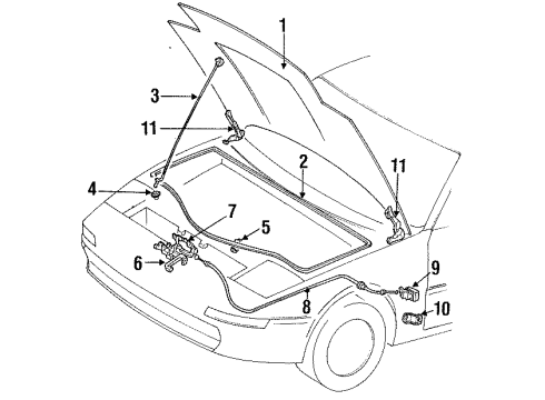 1994 Toyota MR2 Hood & Components Diagram