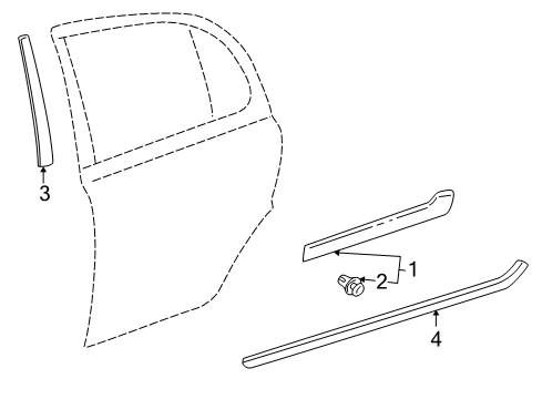 2004 Toyota Echo Exterior Trim - Rear Door Diagram