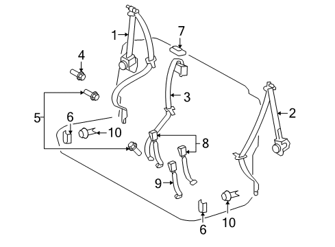 2013 Toyota FJ Cruiser Rear Seat Belts Diagram