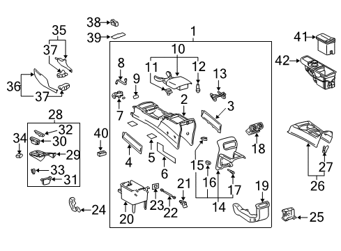 2009 Toyota 4Runner Console Assembly, Rear Diagram for 58910-35180-B0