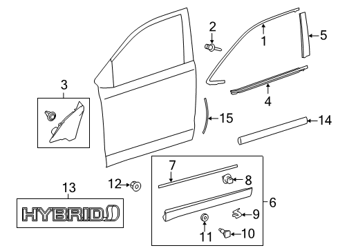 2017 Toyota Highlander Exterior Trim - Front Door Diagram