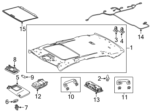 2019 Toyota Camry Sunvisor Holder, Gray Diagram for 74348-04030-B1