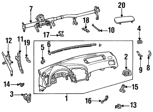 1998 Toyota Celica Instrument Panel, Body Diagram 1 - Thumbnail