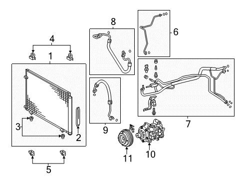 2020 Toyota Sienna A/C Condenser, Compressor & Lines Diagram
