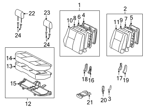 2001 Toyota Tacoma Headrest Support, Black, Front Diagram for 71930-12070-C0