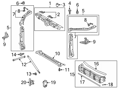 Bracket, Radiator Mounting, Upper Diagram for 53253-33010