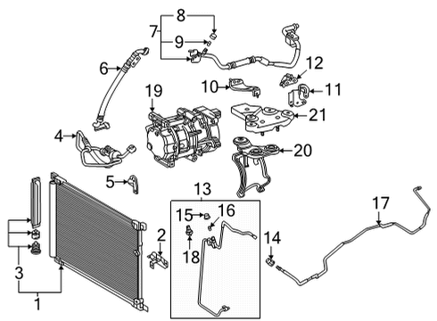 2022 Toyota Mirai A/C Condenser, Compressor & Lines Diagram