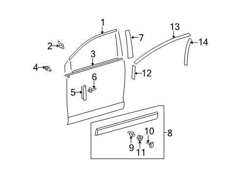 2014 Toyota Venza Exterior Trim - Front Door Diagram