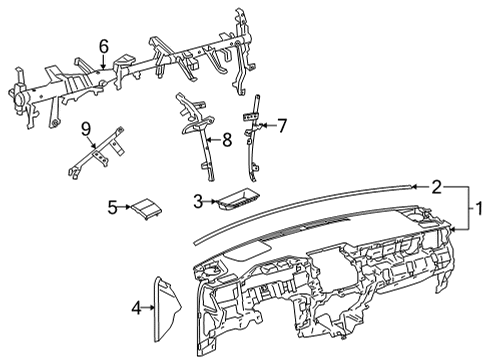 2023 Toyota Venza Cluster & Switches, Instrument Panel Diagram 2 - Thumbnail