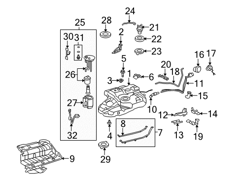 2011 Toyota Highlander Fuel Pump Diagram for 77020-0E070