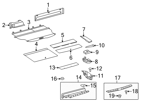 2009 Toyota Highlander Trim Board, Rear Diagram for 58410-48090-B0