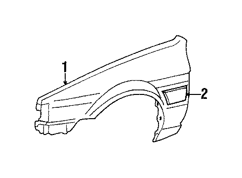 1984 Toyota Corolla Fender, Front Driver Side Diagram for 53802-1E250