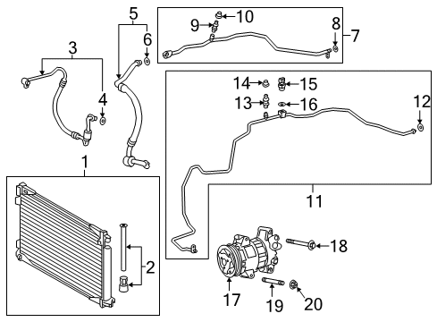 2018 Toyota C-HR A/C Condenser, Compressor & Lines Diagram