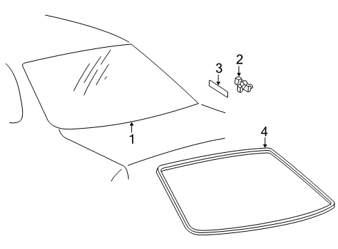 2004 Toyota Avalon Back Glass, Reveal Moldings Diagram