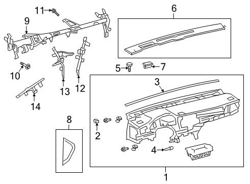 2020 Toyota Avalon Cluster & Switches, Instrument Panel Diagram 1 - Thumbnail