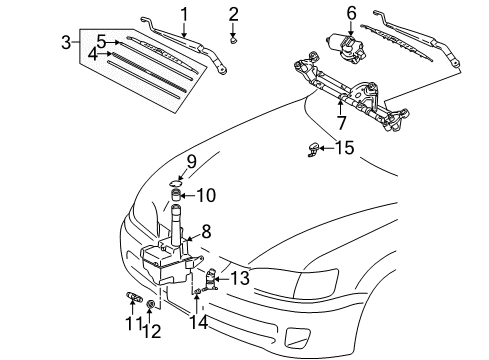 1999 Toyota Camry Wiper & Washer Components Diagram 2 - Thumbnail