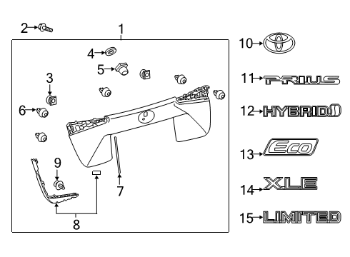 2021 Toyota Prius AWD-e Exterior Trim - Lift Gate Diagram