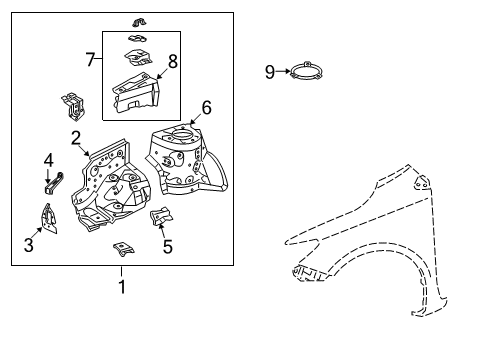 2012 Toyota Corolla Structural Components & Rails Diagram 2 - Thumbnail