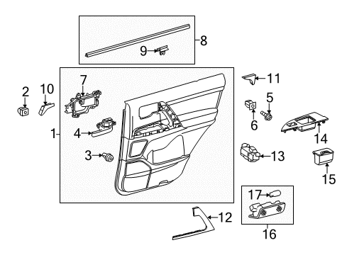 2017 Toyota Land Cruiser Interior Trim - Rear Door Diagram