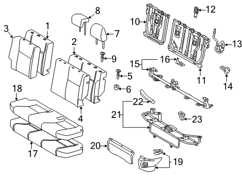 2014 Toyota Prius C Rear Seat Components Diagram 1 - Thumbnail