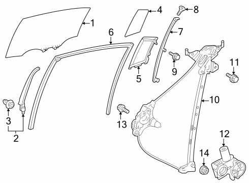 2023 Toyota Prius AWD-e Glass - Rear Door Diagram