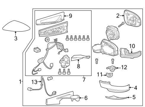 2023 Toyota Prius AWD-e Outside Mirrors Diagram