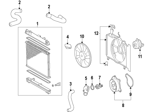 2009 Scion xD Cooling System, Radiator, Water Pump, Cooling Fan Diagram