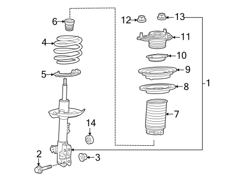 Damper, Front Suspension, Passenger Side Diagram for 48691-33030