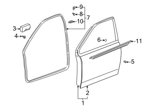 2004 Toyota Echo Door & Components Diagram